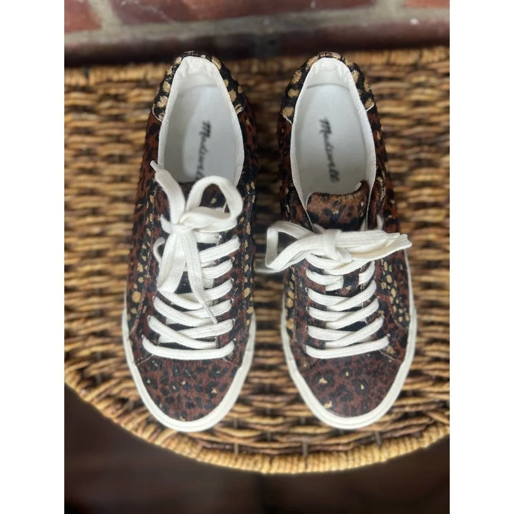 Madewell Sidewalk Calf Hair Leopard Cheetah Sneakers Women’s 7